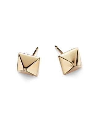 14K Yellow Gold Small Pyramid Post Earrings 