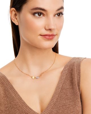 18K Yellow &amp; White Gold Lunaria Diamond Station Necklace, 16.5&amp;quot;