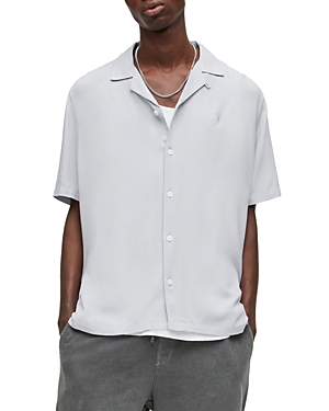 Allsaints Venice Relaxed Fit Short Sleeve Button-up Camp Shirt In Bleached Lilac