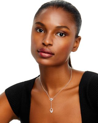 Sapphire and Diamond Evil Eye Hamsa Y Necklace in 14K White Gold, 16"&nbsp;- Exclusive