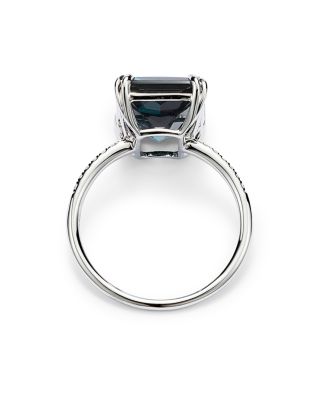 London Blue Topaz & Diamond Statement Ring in 14K White Gold 