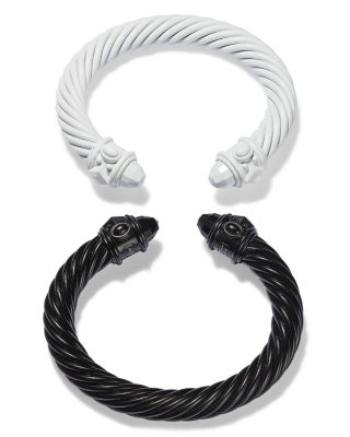 David Yurman Renaissance Aluminum 10mm Cable Bracelets, Set of 2