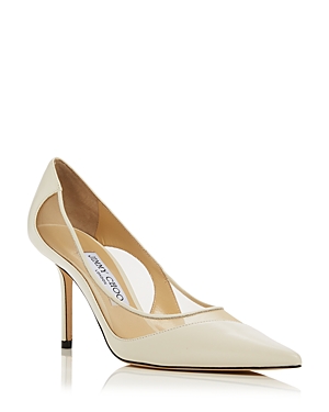 Jimmy Choo Cass Leather Plexi Stiletto Pumps In Latte/natural