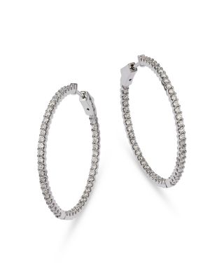 Diamond Inside Out Hoop Earrings in 14K White Gold, 2.0 tcw&nbsp;- Exclusive