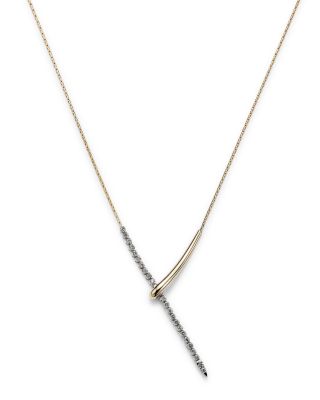 Diamond Y Necklace in 14K Yellow and White Gold, .50 tcw&nbsp;