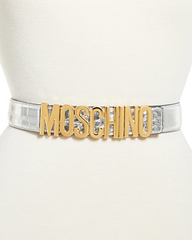 Moschino - Women's Logo Buckle Snake Embossed Leather Belt