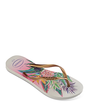 Havaianas Slim Iridescent Flip Flops In Multi In White