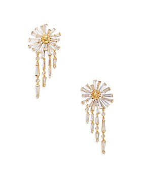 kate spade new york - Sunny Mixed Cubic Zirconia Cluster & Fringe Drop Earrings in Gold Tone