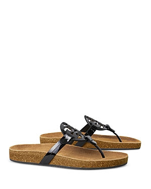 Tory Burch Miller Cloud Leather Thong Sandals In Perfect Black | ModeSens