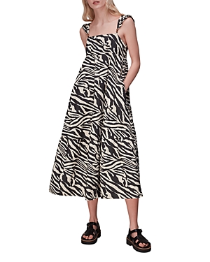 Whistles Mountain Zebra Print Midi Dress