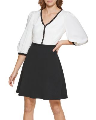 KARL LAGERFELD PARIS Scuba Crepe A Line Dress | Bloomingdale's Women