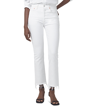 Citizen Of Humanity Isola High Waist Fray Hem Crop Bootcut Jeans In Plaster