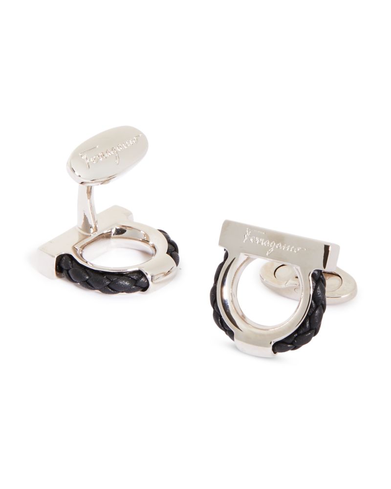 FERRAGAMO Gancini Leather Rope Cufflinks