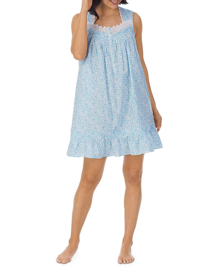 Eileen West Printed Lace Trim Short Nightgown Bloomingdale's