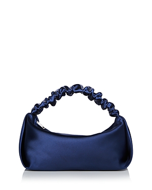 Alexander Wang Blue Mini Scrunchie Top Handle Bag In Night Sky/silver