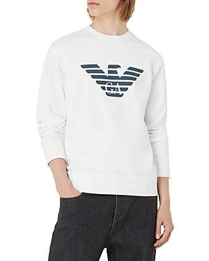 Armani Collezioni Jersey Fleece Logo Graphic Sweatshirt In White