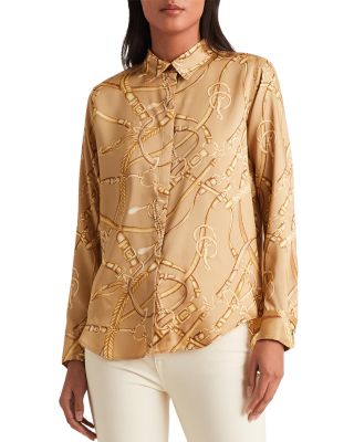 ralph lauren print crepe shirt