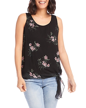 Karen Kane Floral Print Side Tie Top In Floral