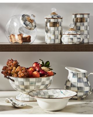 Sterling Check Enamel Utensil Holder