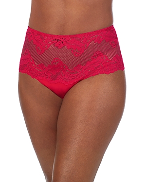 Le Mystere Lace Allure High-waist Panty In Bright Pink