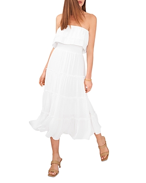 Shop 1.state Strapless Ruffle Tiered Dress In Ultra White