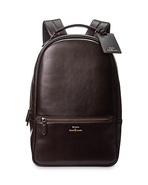 Shop Polo Ralph Lauren Leather Backpack In Dark Brown