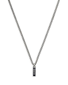Gucci - Sterling Silver Curb Chain Tag Pendant Necklace, 19.6"