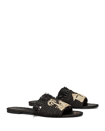 Tory Burch Women's Eleanor Tropical Raffia Slide Sandals | Bloomingdale's