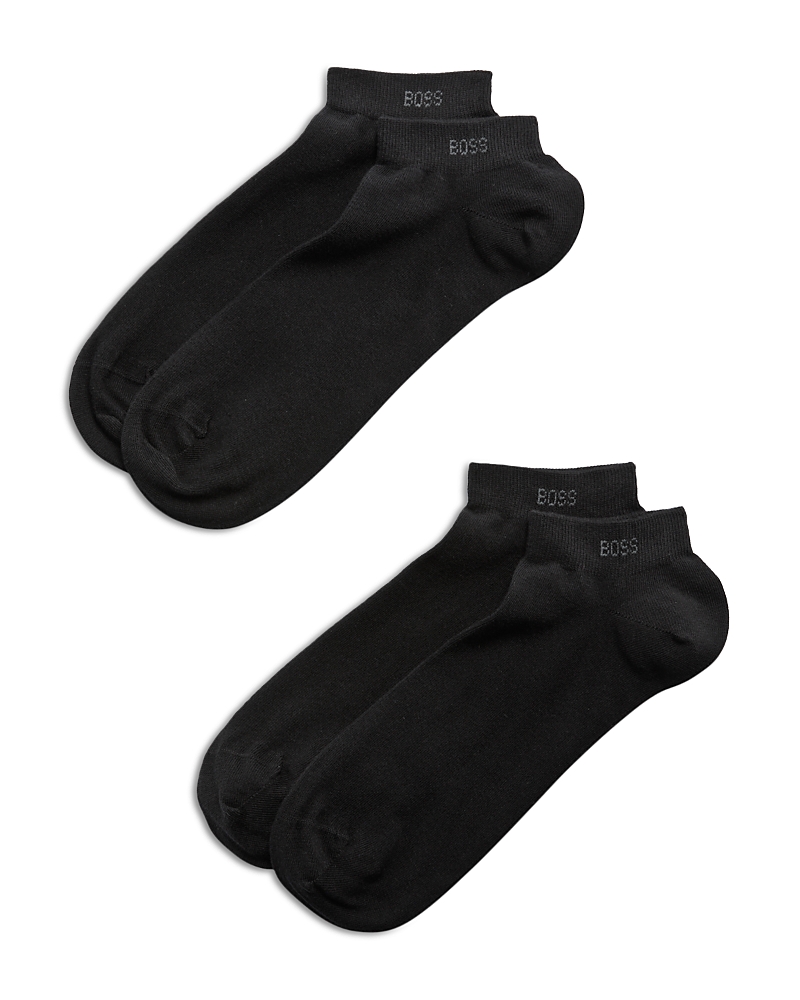 Hugo Boss Two-pack Of Ankle-length Socks In Stretch Fabric In Black