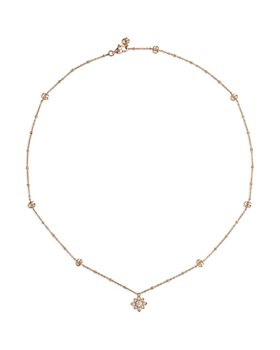 Gucci - 18K Rose Gold Flora Diamond Flower Pendant Necklace, 15-16"