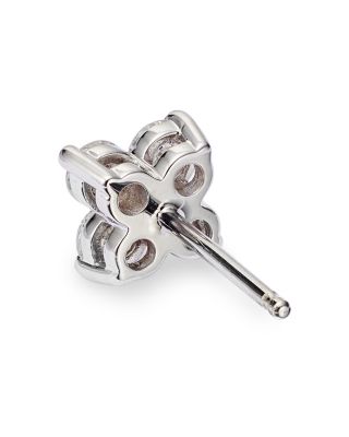 Diamond Clover Stud Earrings in 14K White Gold, 0.75 tcw 