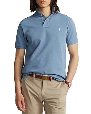 Polo Ralph Lauren Custom Slim Fit Mesh Polo Shirt In Channel Blue