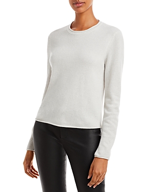 AQUA ROLLED EDGE CASHMERE SWEATER - 100% EXCLUSIVE