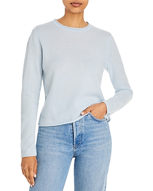 AQUA ROLLED EDGE CASHMERE SWEATER - 100% EXCLUSIVE