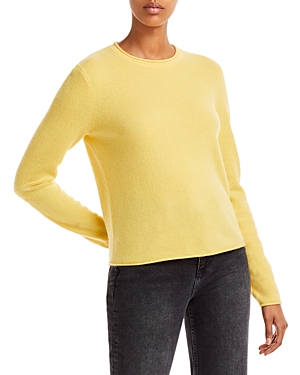 AQUA ROLLED EDGE CASHMERE SWEATER - 100% EXCLUSIVE