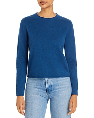 Aqua Rolled Edge Cashmere Sweater - 100% Exclusive In Denim Blue