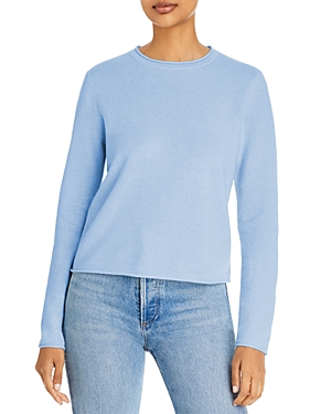 AQUA ROLLED EDGE CASHMERE SWEATER - 100% EXCLUSIVE