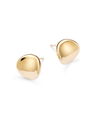 14K Yellow Gold Daped Disc Earrings 