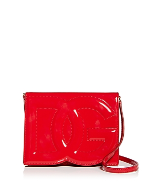 Dolce & Gabbana Embossed Logo Patent Leather Crossbody In Red