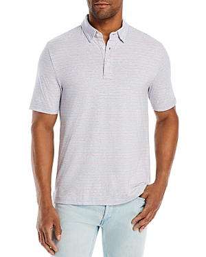 Shop Faherty Movement Stretch Stripe Regular Fit Polo Shirt In Horizon Line