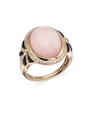 Bloomingdale's Fine Collection Pink Opal, Onyx & Diamond Statement Ring in 14K Yellow Gold - Exclusive