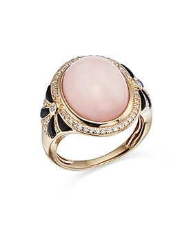 Bloomingdale's - Pink Opal, Onyx & Diamond Statement Ring in 14K Yellow Gold - 100% Exclusive