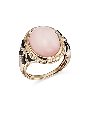 Bloomingdale's Pink Opal, Onyx & Diamond Statement Ring in 14K Yellow Gold - 100% Exclusive