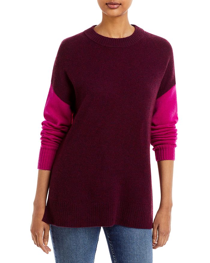 100% Exclusive Bloomingdales Women Clothing Tunics Color Block Cashmere Tunic Sweater 