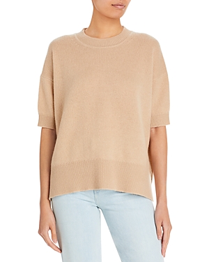 C By Bloomingdale's Short Sleeve Cashmere Sweater - 100% Exclusive In Honey