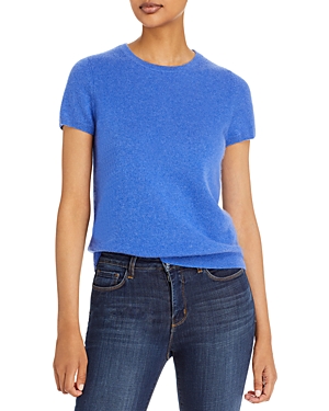 C By Bloomingdale's Cashmere C By Bloomingdale's Short-sleeve Cashmere Sweater - 100% Exclusive In Dark Peri Heather