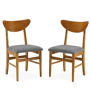 CROSLEY SPARROW & WREN LANDON WOOD DINING CHAIRS WITH UPHOLSTERED SEATS, SET OF 2