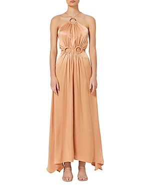 Elliatt Visitant Cutout Satin Maxi Dress In Camel
