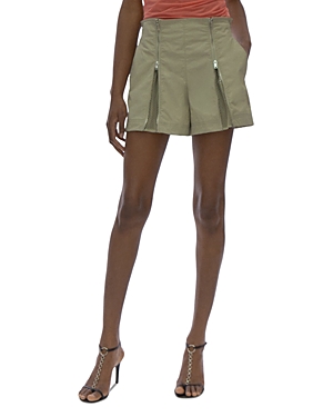 Helmut Lang Mesh Inset Zipper Shorts In Stone