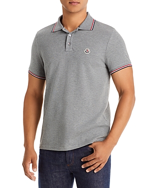 Shop Moncler Short Sleeve Logo Polo Shirt In Light Gray